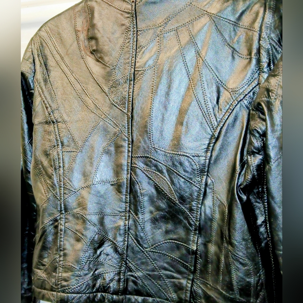 Womens Leather Works Black Leather Jacket Size MED - Picture 5 of 5